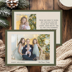Moderne Grüne Familie Foto Happy Holidays Feiertagskarte
