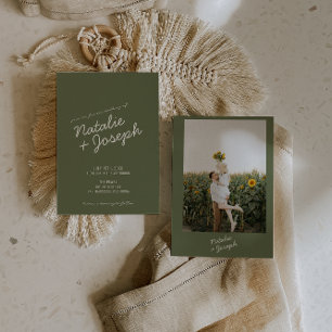 Moderne grüne fantastische Sommer-Foto-Hochzeit Einladung