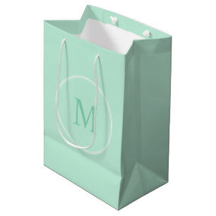 Moderne, grüne Farbmonogramm-Vorlage Mittlere Geschenktüte