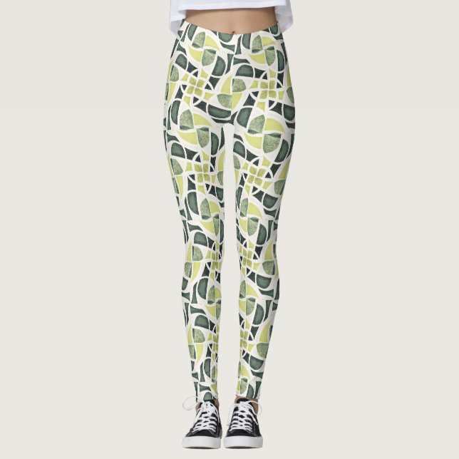 Moderne grüne Fliese Leggings (Vorderseite)