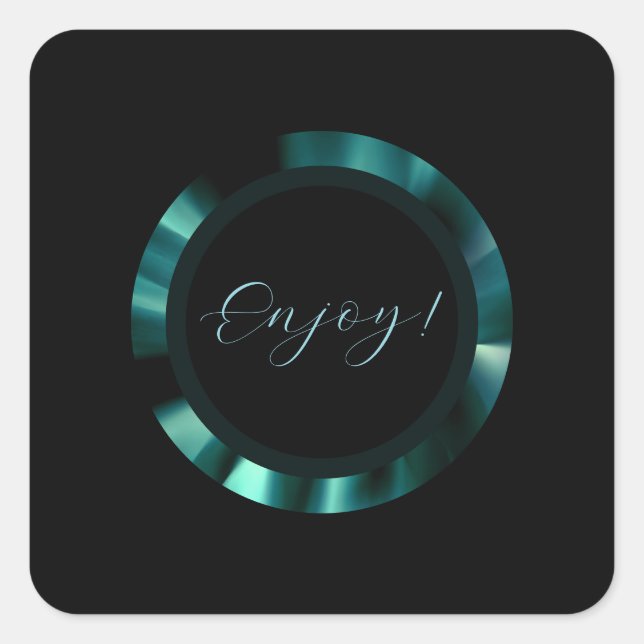 Moderne grüne Flora - Schwarzes Akzent Papier Quadratischer Aufkleber (Vorderseite)