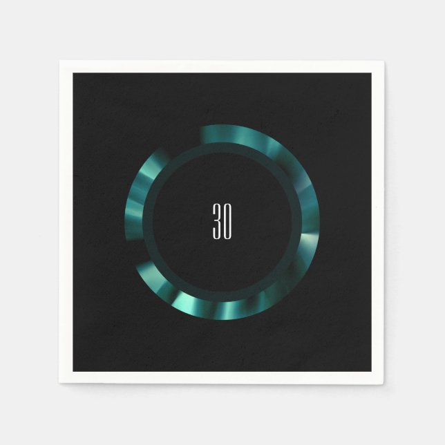 Moderne grüne Flora - Schwarzes Akzent Papier Serviette (Vorderseite)