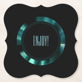 Moderne grüne Flora - Schwarzes Akzent Papier Untersetzer