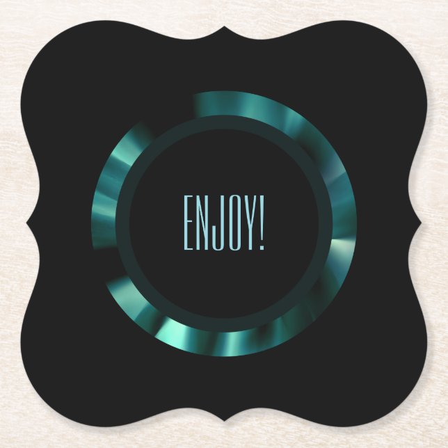 Moderne grüne Flora - Schwarzes Akzent Papier Untersetzer (Vorderseite)