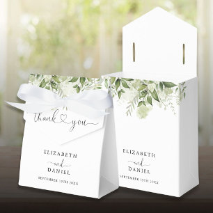 Moderne Grüne Florale Herz-Schrift Hochzeit Geschenkschachtel