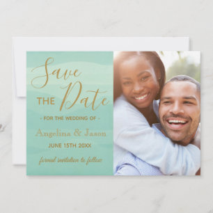 Moderne grüne Foto-Hochzeit Save The Date