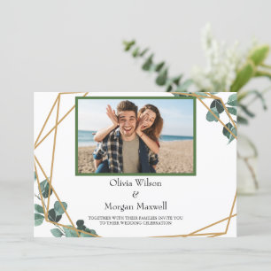 Moderne Grüne Foto-Save-the-Date-Hochzeitseinladun Einladung