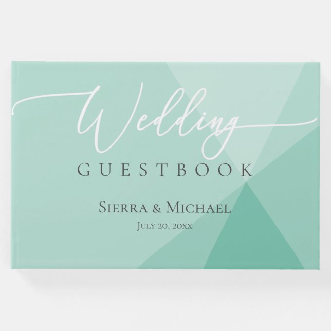 Moderne, grüne Geometrie Gästebuch (Vorderseite)