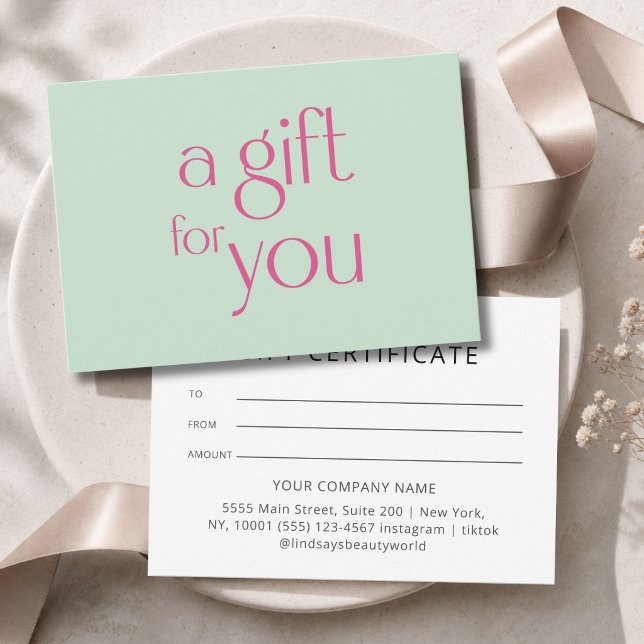 Moderne grüne Geschenkkarte (Modern Green Gift Certficate)