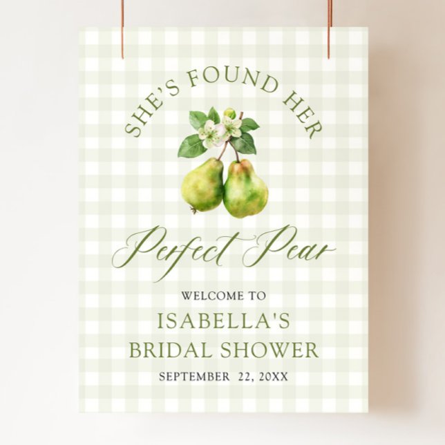 Moderne grüne Gingham Brautparty für das perfekte  Poster (Modern Green Gingham Perfect Pair Bridal Shower Foam Board)