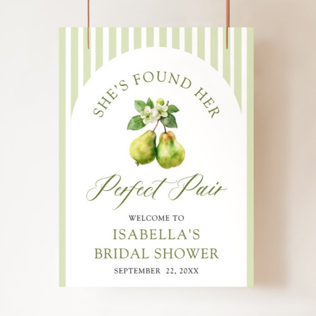 Moderne grüne Gingham Brautparty zur perfekten Paa Poster (Modern Green Gingham Perfect Pair Bridal Shower Welcome Sign )