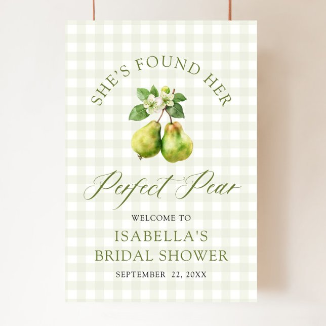 Moderne grüne Gingham-Hochzeitsfeier für die perfe Poster (Modern Green Gingham Perfect Pair Bridal Shower Foam Board)