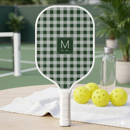 Moderne grüne Gingham-Monogramm Etabliert Est Pickleball Schläger
