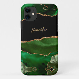 Moderne grüne Gold-Achat-Kristall-Personalisierung Case-Mate iPhone Hülle