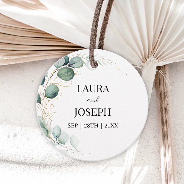 Moderne Grüne Gold Rustikale Hochzeitsgeschenke Geschenkanhänger (Modern greenery gold rustic favor tags add charm and a personal touch to wedding gifts)