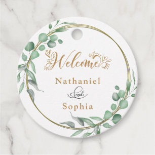 Moderne Grüne Goldene geometrische Hochzeit Geschenkanhänger