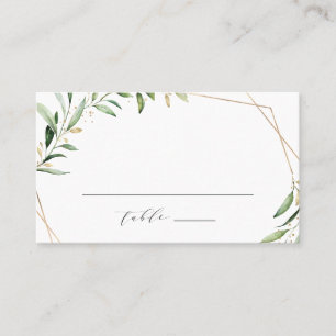 Moderne Grüne Goldene geometrische Hochzeit Platzkarte