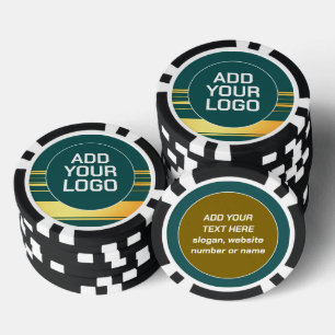 Moderne grüne goldene Luxus-Leinen-Textur-Kollekti Pokerchips