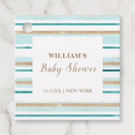 Moderne grüne Goldwasserfarbe Stripe Babydusche Geschenkanhänger