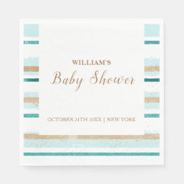 Moderne grüne Goldwasserfarbe Stripe Babydusche Serviette