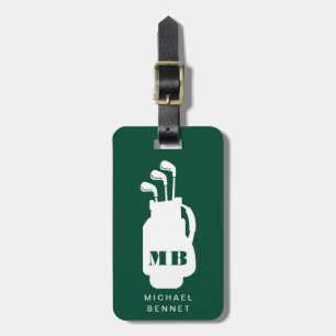 Moderne grüne Golf-Sport-Monogramm Gepäckanhänger