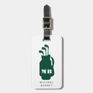 Moderne grüne Golf-Sport-Monogramm Gepäckanhänger