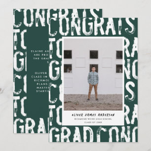 Moderne grüne grungy Foto-Abschlussankündigung Einladung