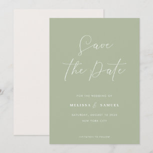 Moderne, grüne, handgeschriebene SkriptWedding Save The Date