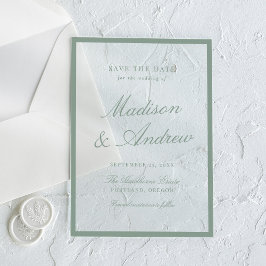 Moderne grüne Hochzeitseinladung mit Salbeimuster Acryleinladungen