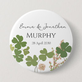 Moderne grüne Irische Leaf Clover Wedding Button