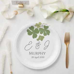 Moderne grüne Irische Leaf Clover Wedding Pappteller