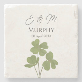 Moderne grüne Irische Leaf Clover Wedding Steinuntersetzer