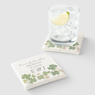 Moderne grüne Irische Leaf Clover Wedding Steinuntersetzer
