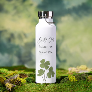 Moderne grüne Irische Leaf Clover Wedding Trinkflasche