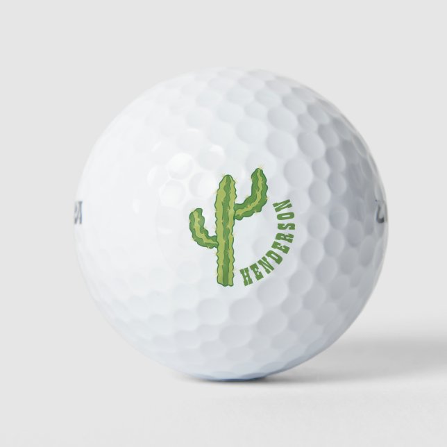 Moderne grüne Kaktus-Personalisierte Vorlage Golfball (Vorderseite)