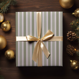 Moderne Grüne Klassische Streifen Weihnachten Geschenkpapier