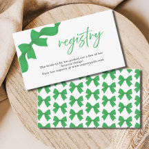 Moderne Grüne Kokette Schleife Register Einlagekar