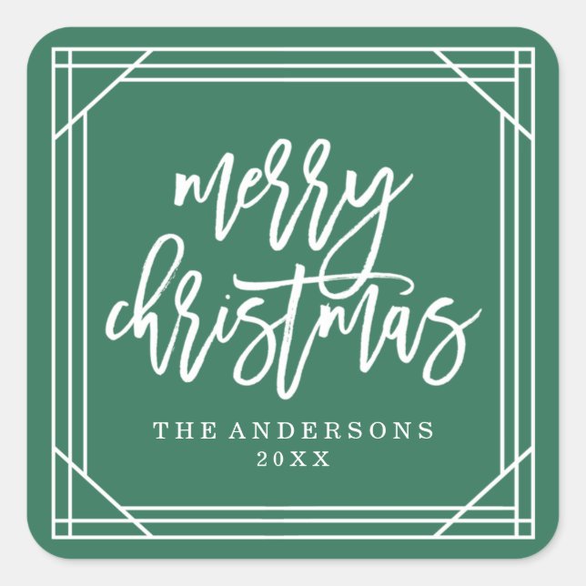 Moderne Grüne Kunst Deco | Urlaub Quadratischer Aufkleber (Vorderseite)