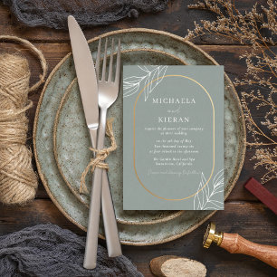 Moderne Grüne Leaf Garden Hochzeit Einladung