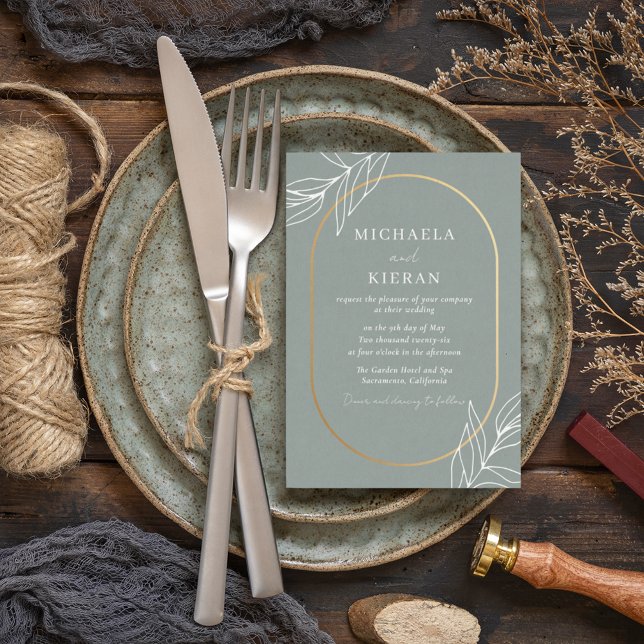 Moderne Grüne Leaf Garden Hochzeit Einladung (Von Creator hochgeladen)