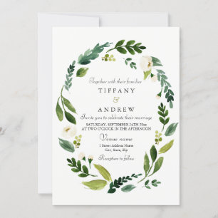Moderne grüne Leaf Wreath Wedite Einladung
