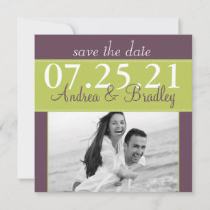 Moderne grüne Lila Hochzeit retten das Datum Save The Date