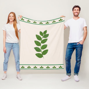 Moderne grüne Lorbeerblätter Fleecedecke
