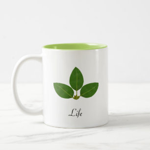 Moderne grüne Lorbeerblätter Zweifarbige Tasse