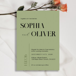 Moderne grüne minimalistische Typografie Einladung