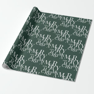 Moderne grüne Minimalistische Typografie Frohe Wei Geschenkpapier