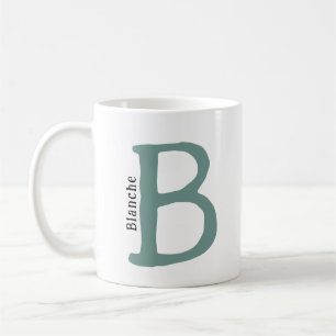 Moderne grüne Mit Monogramm Initial- & Name-Kaffee Kaffeetasse