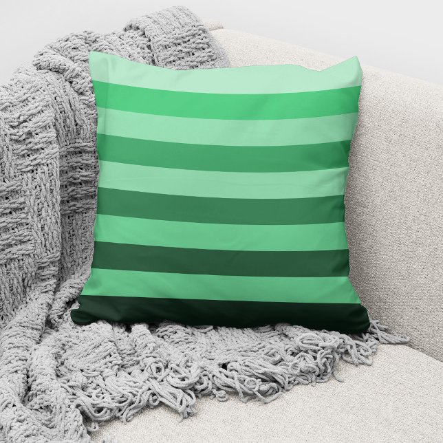 Moderne grüne monochrome Farbbblock-Streifen Kissen (Von Creator hochgeladen)