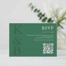 Moderne grüne monogramm-minimalistische Hochzeit RSVP Karte