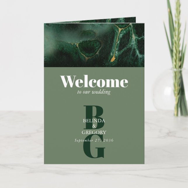 Moderne grüne Monogrammfolge Programm (Vorderseite)